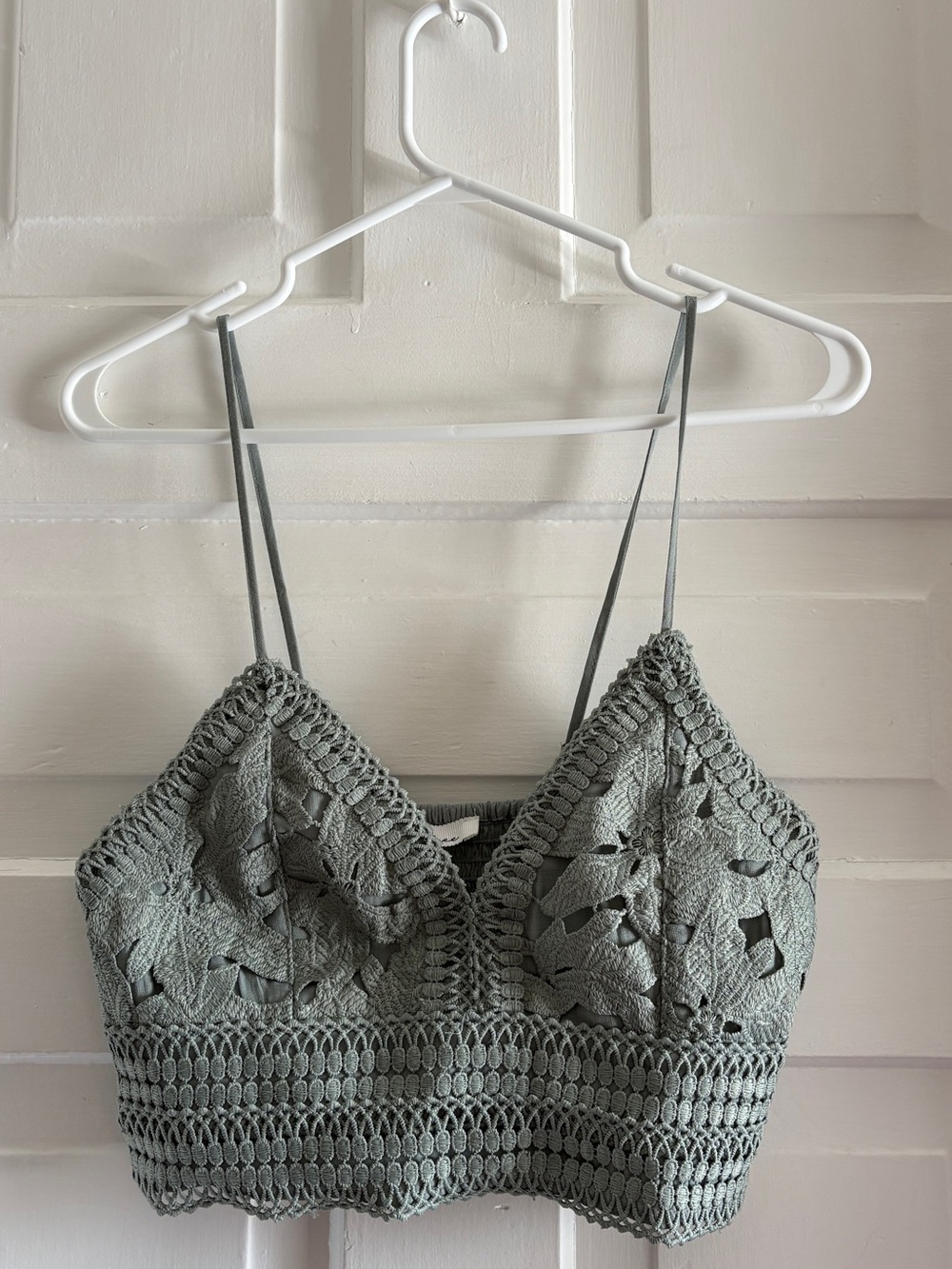 Love Tree Sage Green Crochet Bralette Top